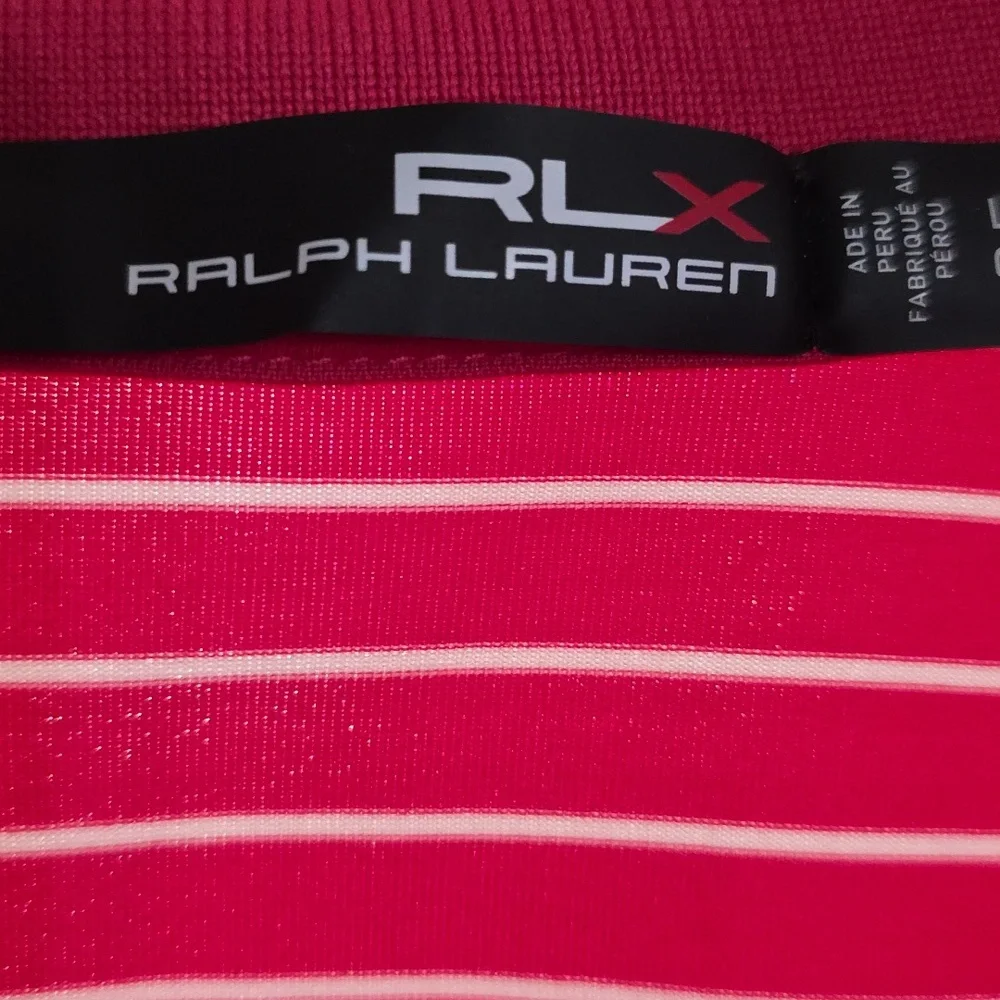 Ralph Lauren Womens Athletic Golf Shirt Collar Snaps Pink/White 